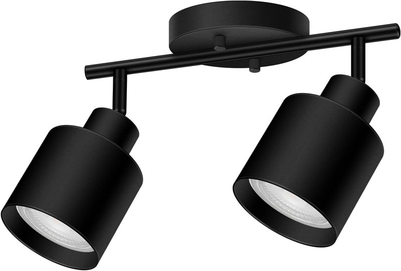 BoostArea Store 2-Light Led Track Lighting,Black Ceiling Lighting Fixtures,Wall Sconces Ceiling Spotlight with Foldable Light Arms for Kitchen, Closet, Bedroom,GU10 Socket, Bulbs Not Included - Image 1